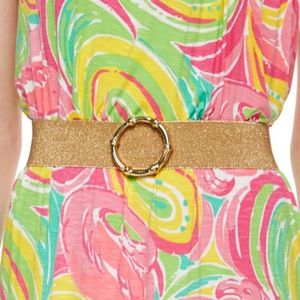 Lilly Pulitzer Gold Elastic Becket Belt XS-S NWT